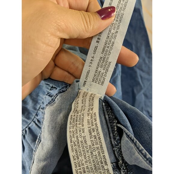 ZARA WOMAN DENIM COLLECTION Women's Chambray Ruffle Blouse Lyocell Size Small - Picture 6 of 7